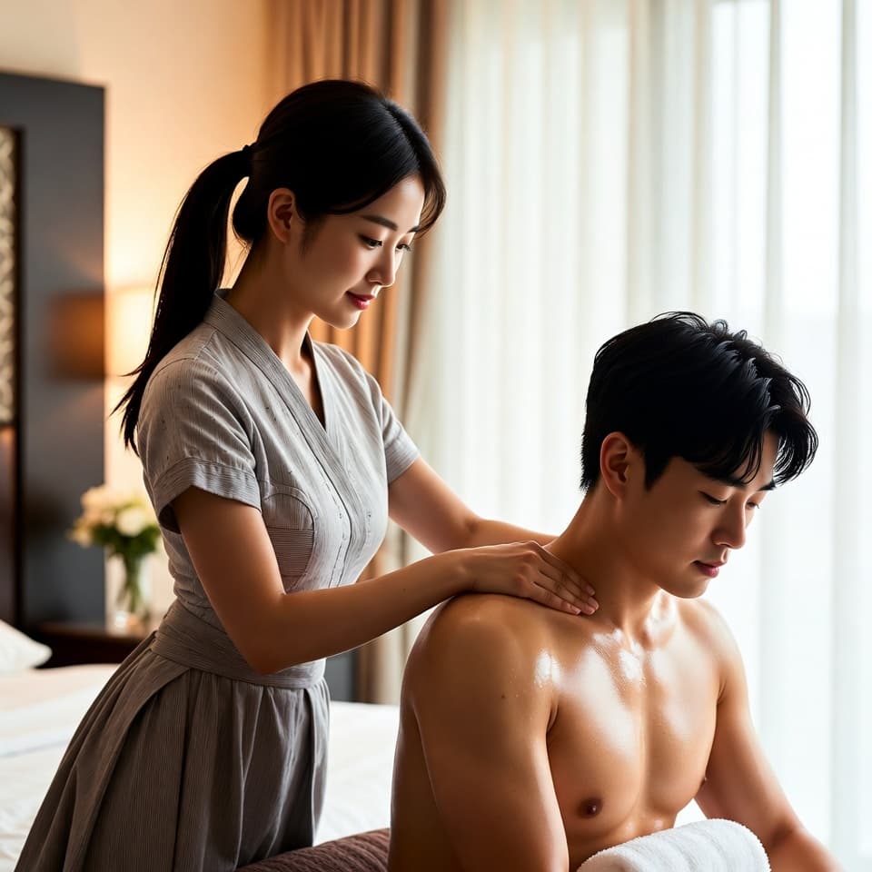 호텔 객실에서 진행하는 천안 방문 케어